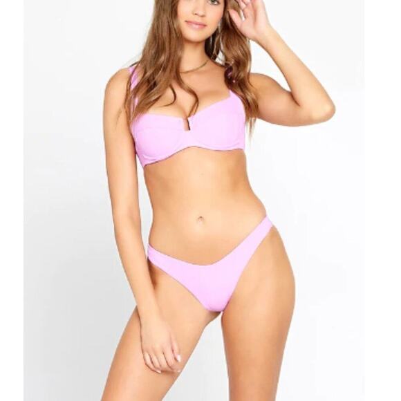 L*Space Pointelle Rib Cabana Bikini Bottom Large - Picture 1 of 8